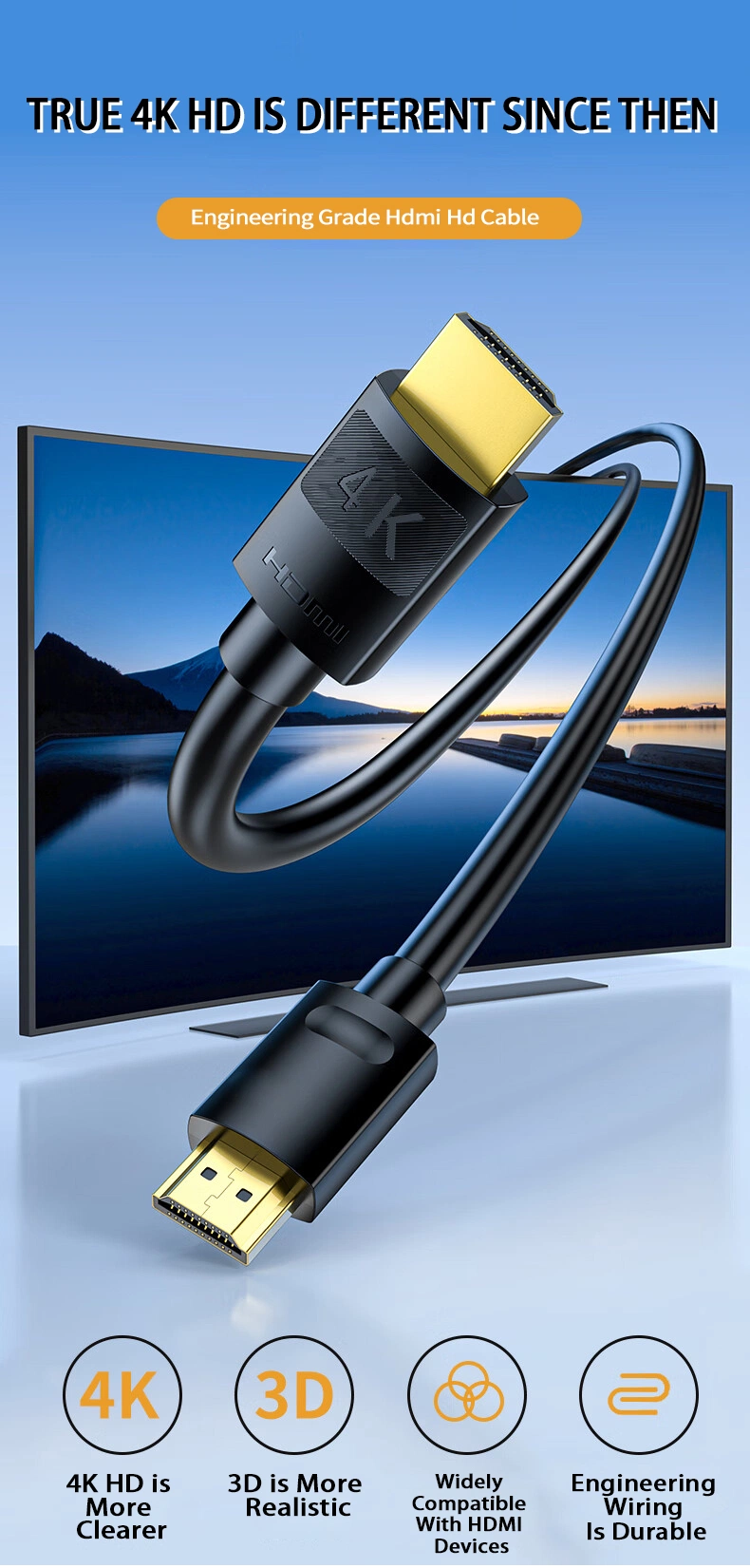 HDMI Video 2.0 4K Digital HD Laptop Monitor TV Data Connection Cable