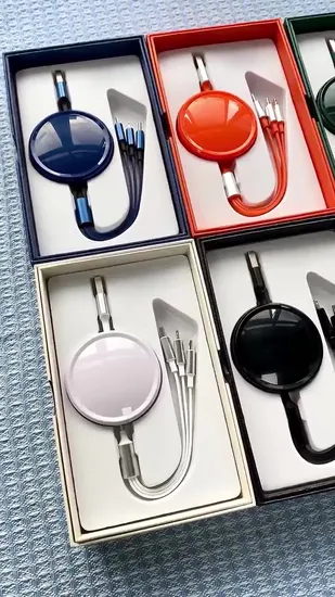 Retractable 6A 100W Fast Charging USB Cable 3 in 1 Multiple USB Cable Gadget Item Custom Logo 